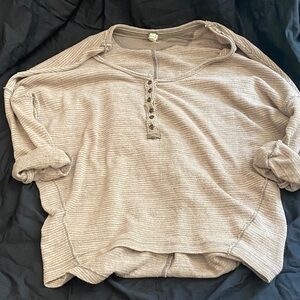 Free People We The Free Tan Striped Oversized Top